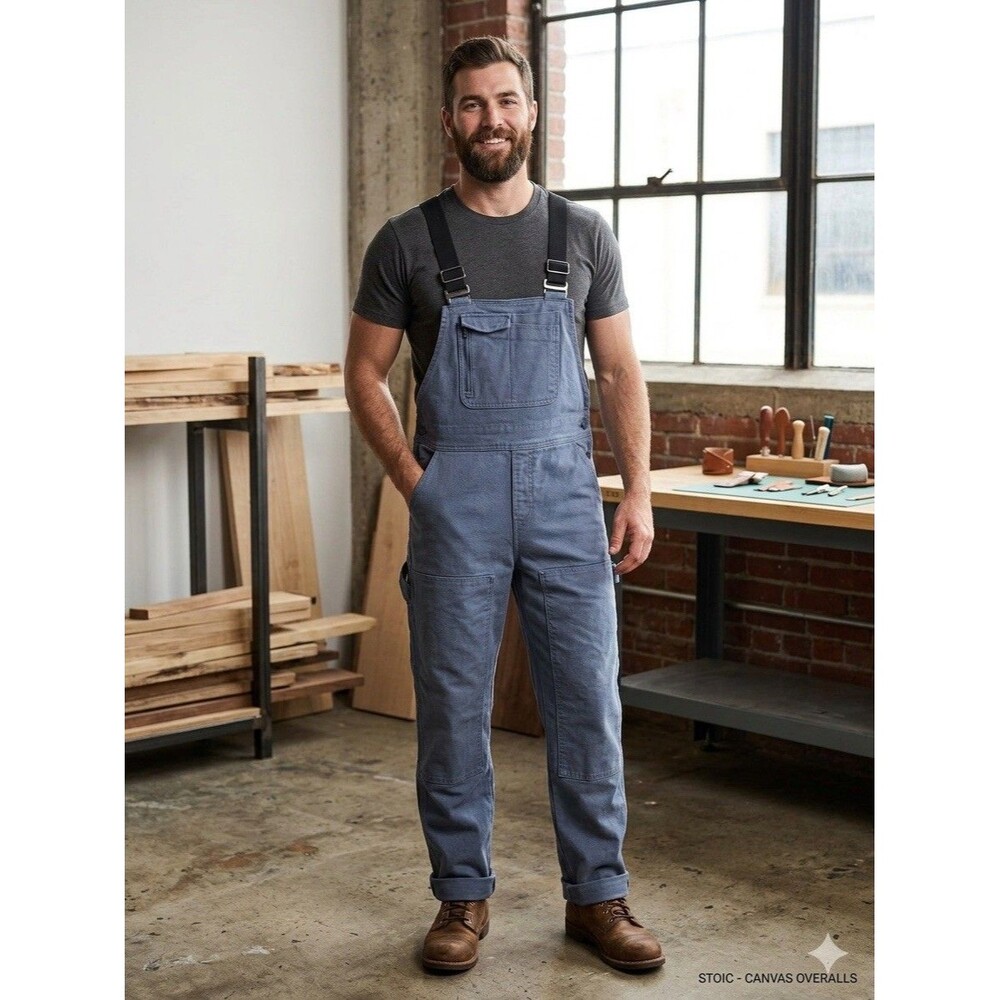 Stoic Men's Canvas Double Knee Overalls Size Medium Blue Slate Workwear Gorpcore